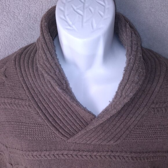 Marc Anthony Men’s Shawl Collar Sweater Medium Tan Cable Knit Pullover - Picture 7 of 16